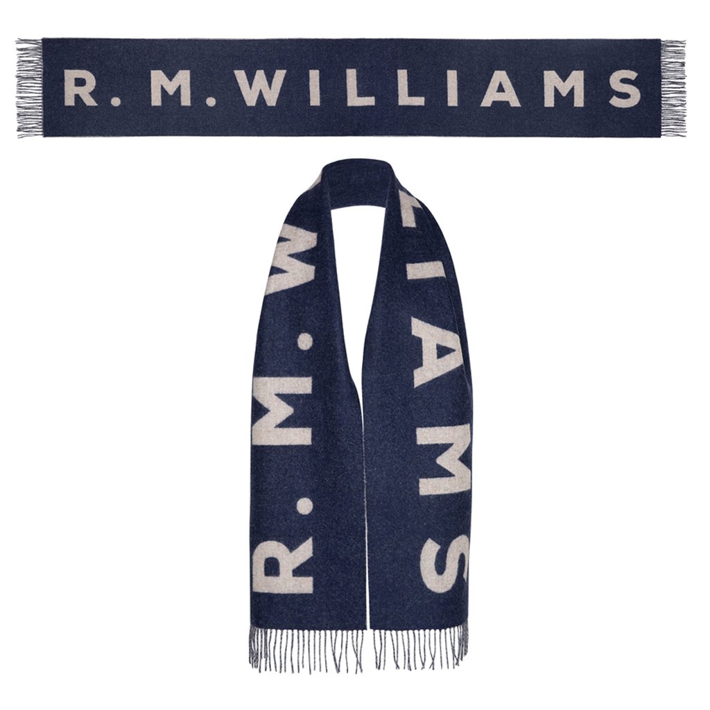 RMW Logo Scarf - BRANDS-MENS-R.M.WILLIAMS : Andersons / Noire - R.M.Williams  W21 Bone/Navy