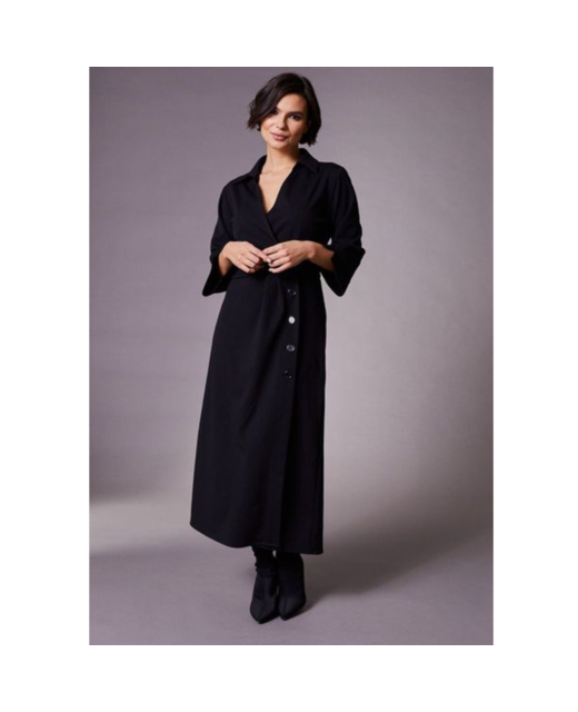 11531 Navy Blue Gold Side Button Dress