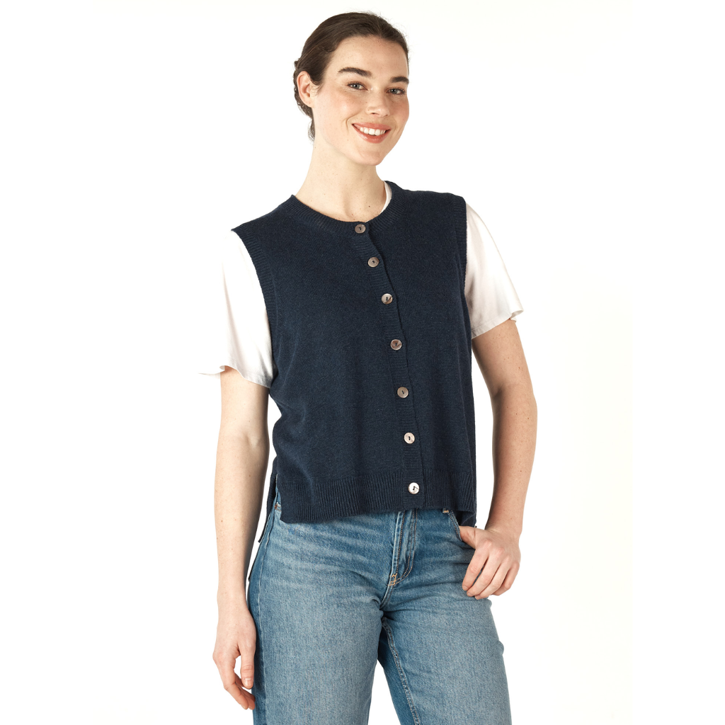 Essential Button Vest - BRANDS : Andersons - Z & P W25 Coffee or Denim